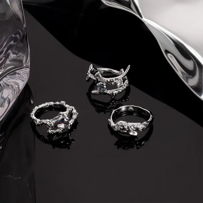 Cold Style Gemstone Ring Women Silver High-Grade Sparkle - Image 6