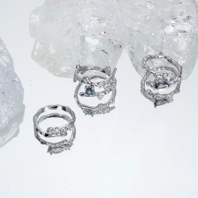Cold Style Gemstone Ring Women Silver High-Grade Sparkle - Image 7