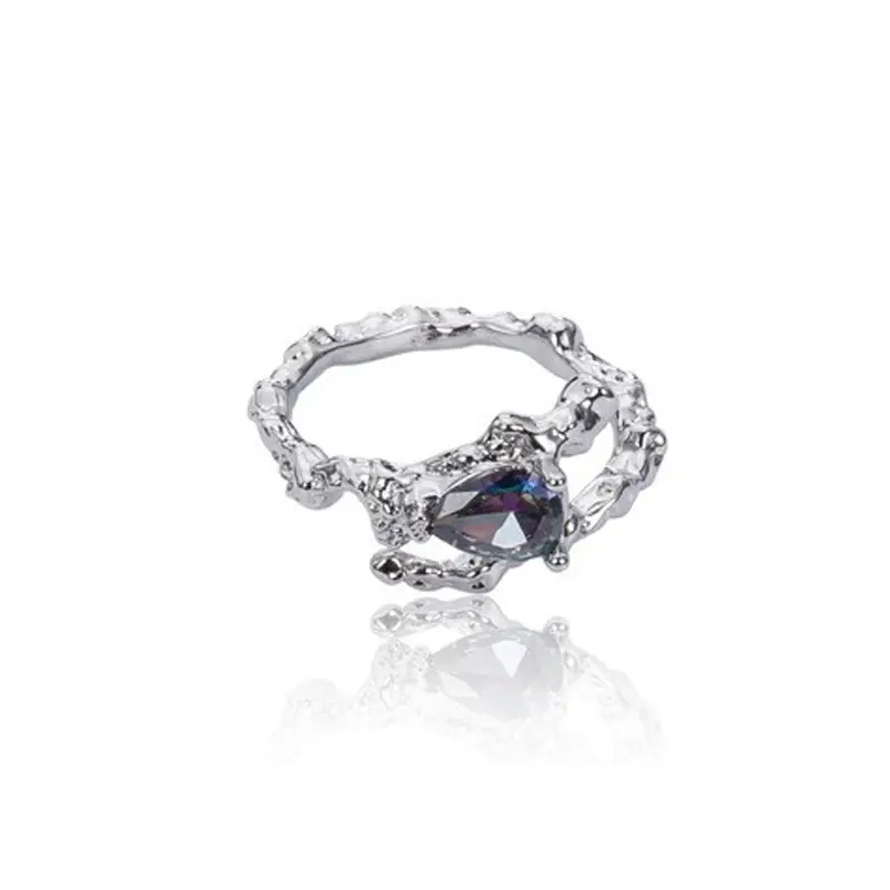 Cold Style Gemstone Ring Women Silver High-Grade Sparkle - Image 3