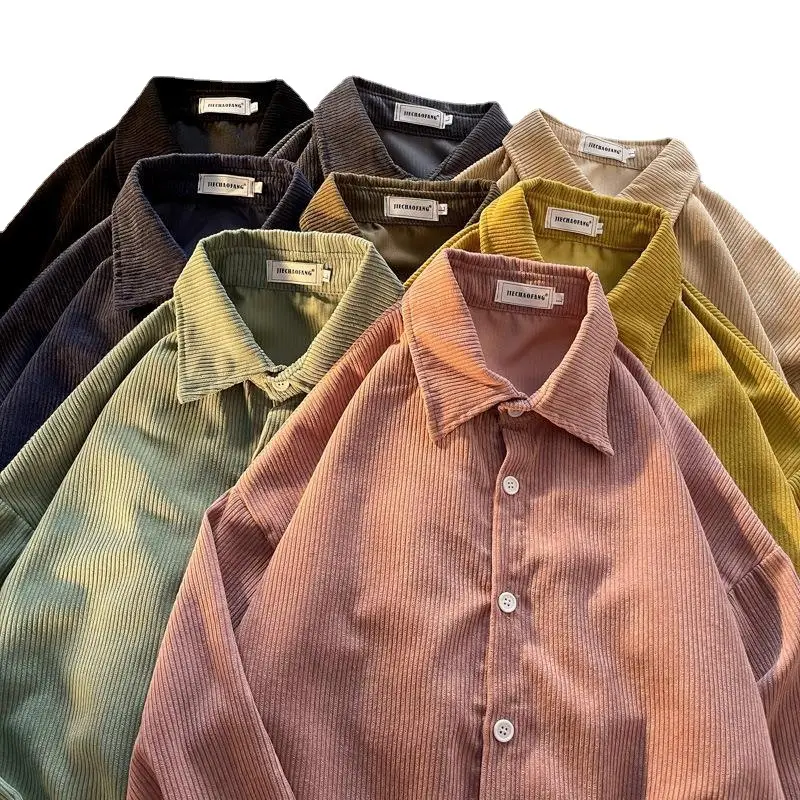 Long Sleeve Corduroy Shirt Korean Style Loose Fashionable Casual Shirt for Teenagers Men's Hong Kong Style Autumn - Image 13