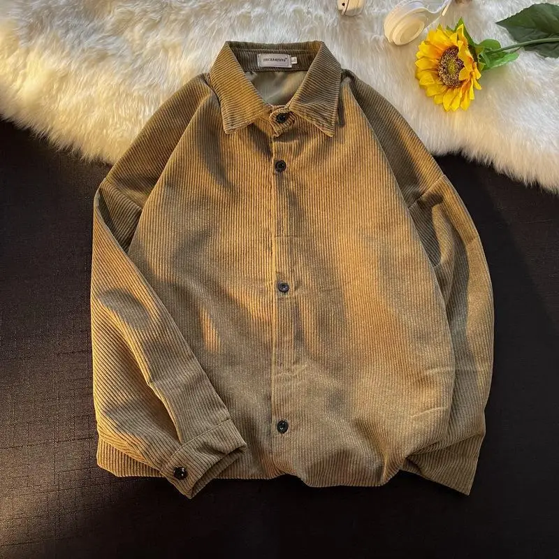 Long Sleeve Corduroy Shirt Korean Style Loose Fashionable Casual Shirt for Teenagers Men's Hong Kong Style Autumn - Image 7