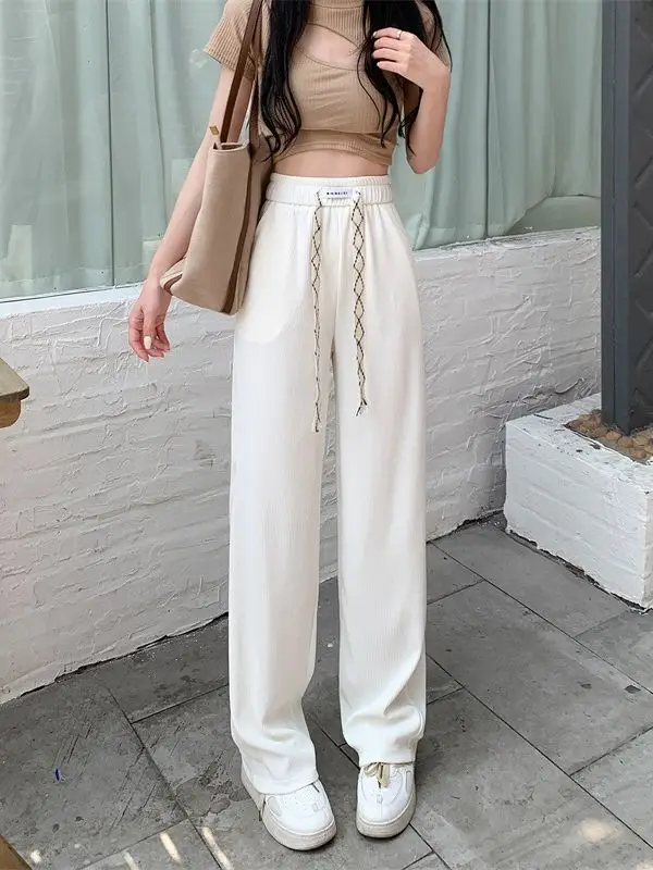 Black Elastic Drawstring Casual Pants for Women 2022 - Image 6