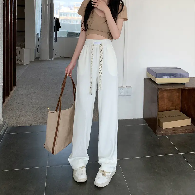 Black Elastic Drawstring Casual Pants for Women 2022 — feature 11