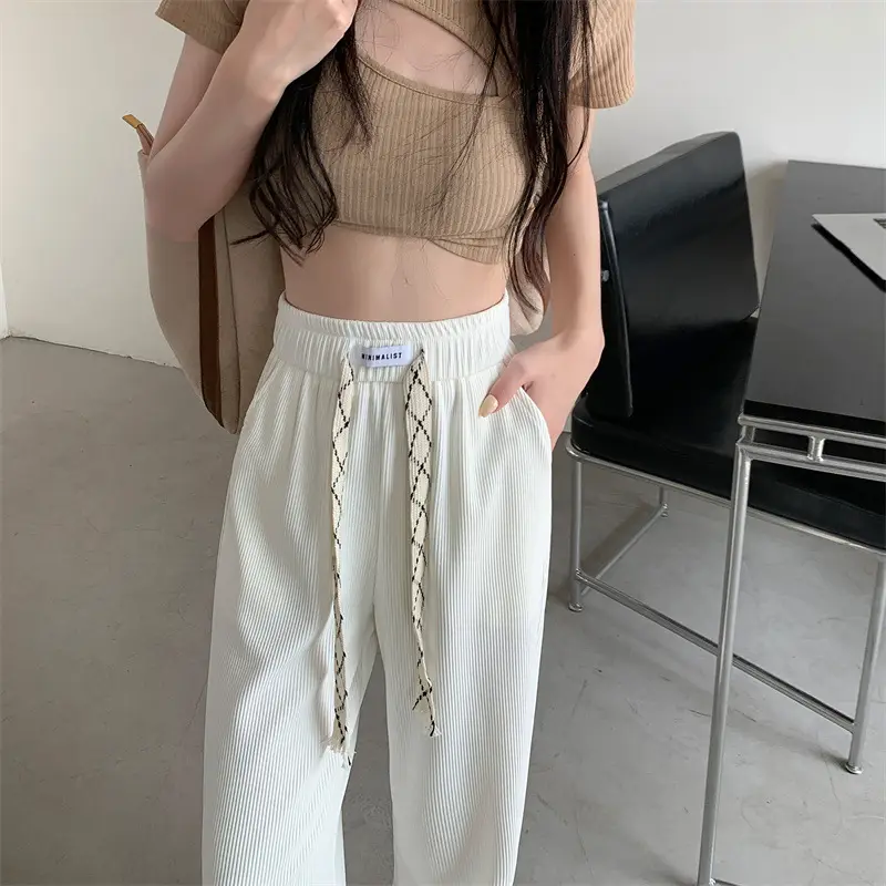 Black Elastic Drawstring Casual Pants for Women 2022 — feature 12