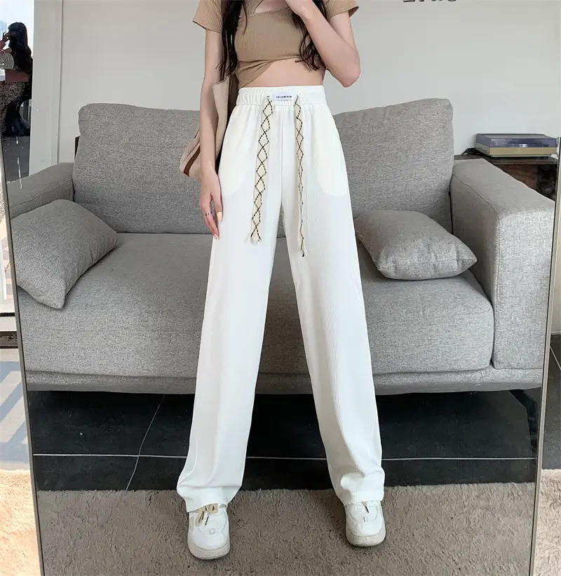 Black Elastic Drawstring Casual Pants for Women 2022 — feature 13