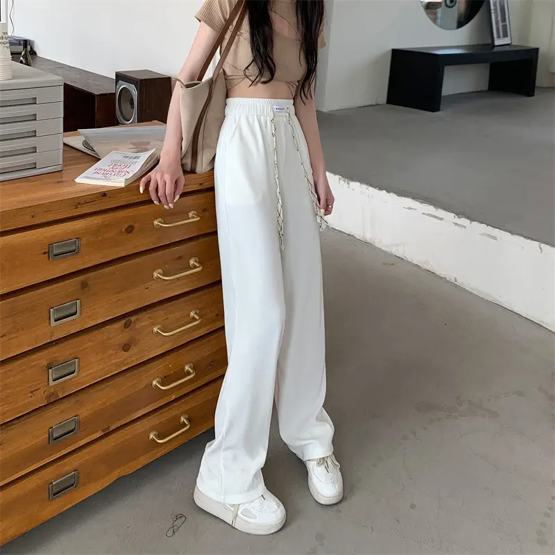 Black Elastic Drawstring Casual Pants for Women 2022 — feature 14
