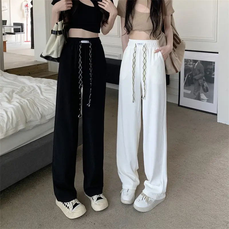 Black Elastic Drawstring Casual Pants for Women 2022 — feature 2