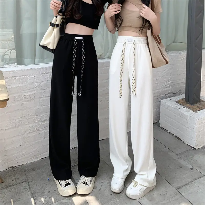 Black Elastic Drawstring Casual Pants for Women 2022 — feature 3