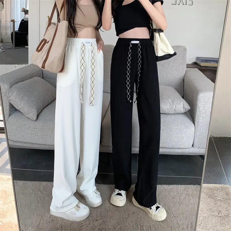 Black Elastic Drawstring Casual Pants for Women 2022 — feature 4