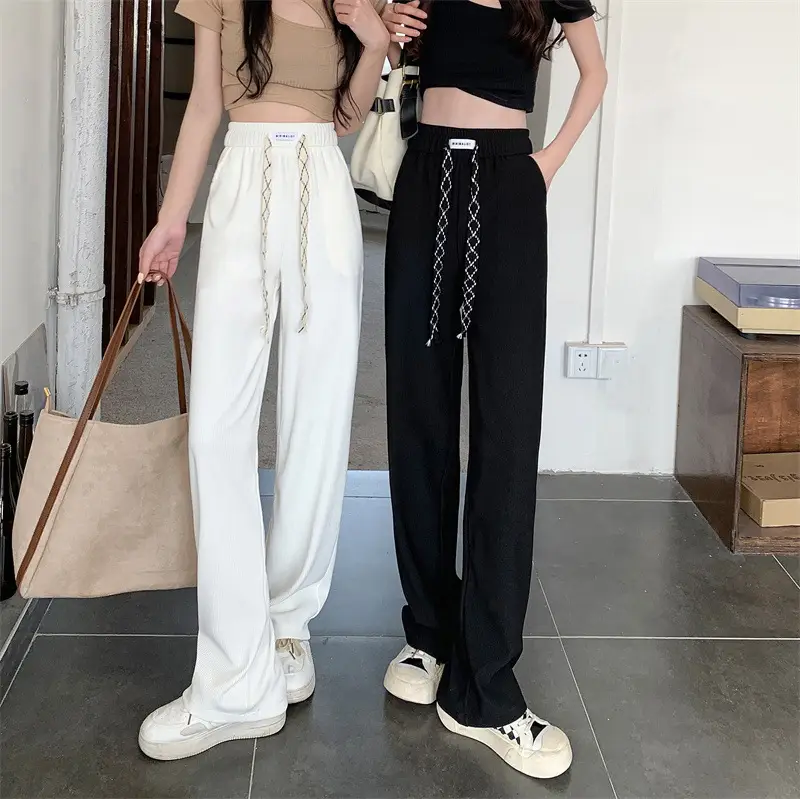 Black Elastic Drawstring Casual Pants for Women 2022 — feature 5