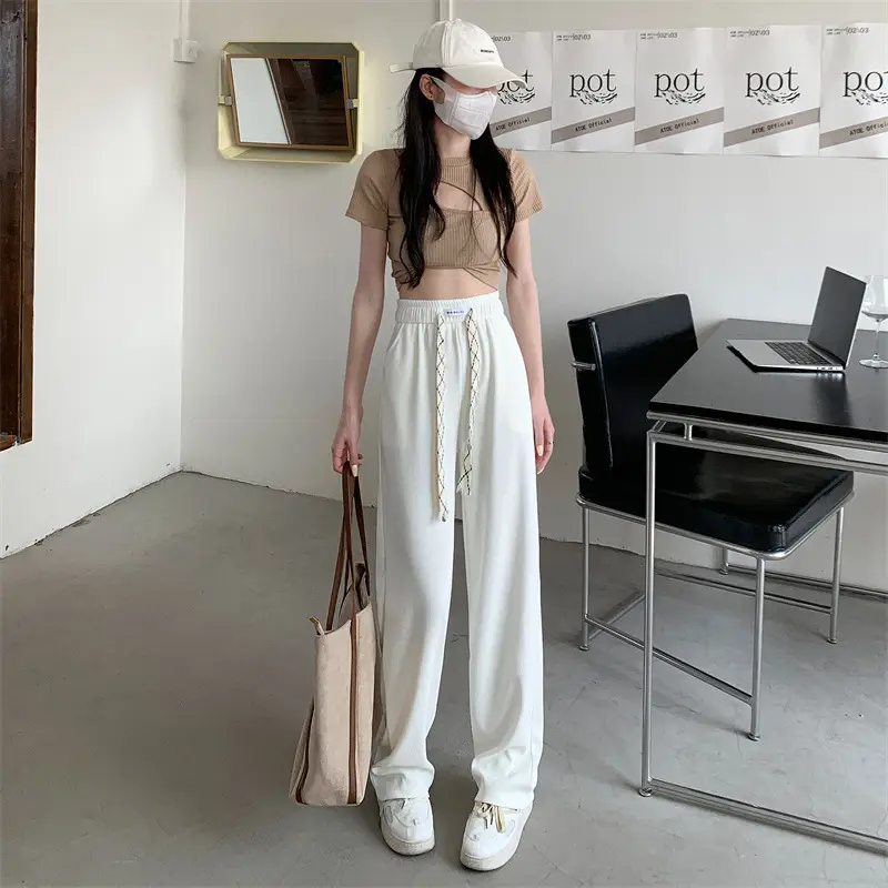 Black Elastic Drawstring Casual Pants for Women 2022 — feature 6