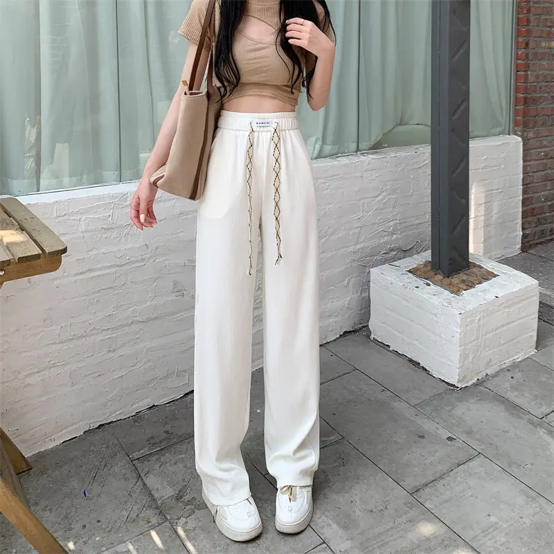 Black Elastic Drawstring Casual Pants for Women 2022 — feature 7