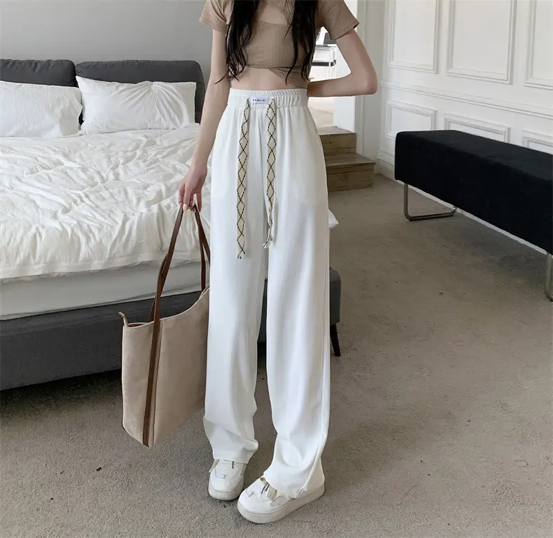 Black Elastic Drawstring Casual Pants for Women 2022 — feature 9