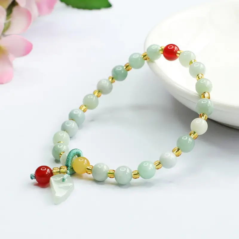 Natural Jade & Red Agate Bracelet for Women - Image 3