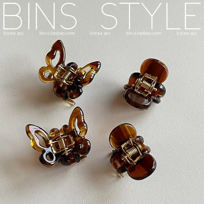 Korean Temperament Transparent Brown Mini Hair Grab Clip