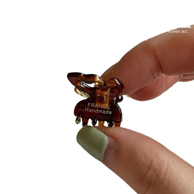 Korean Temperament Transparent Brown Mini Hair Grab Clip