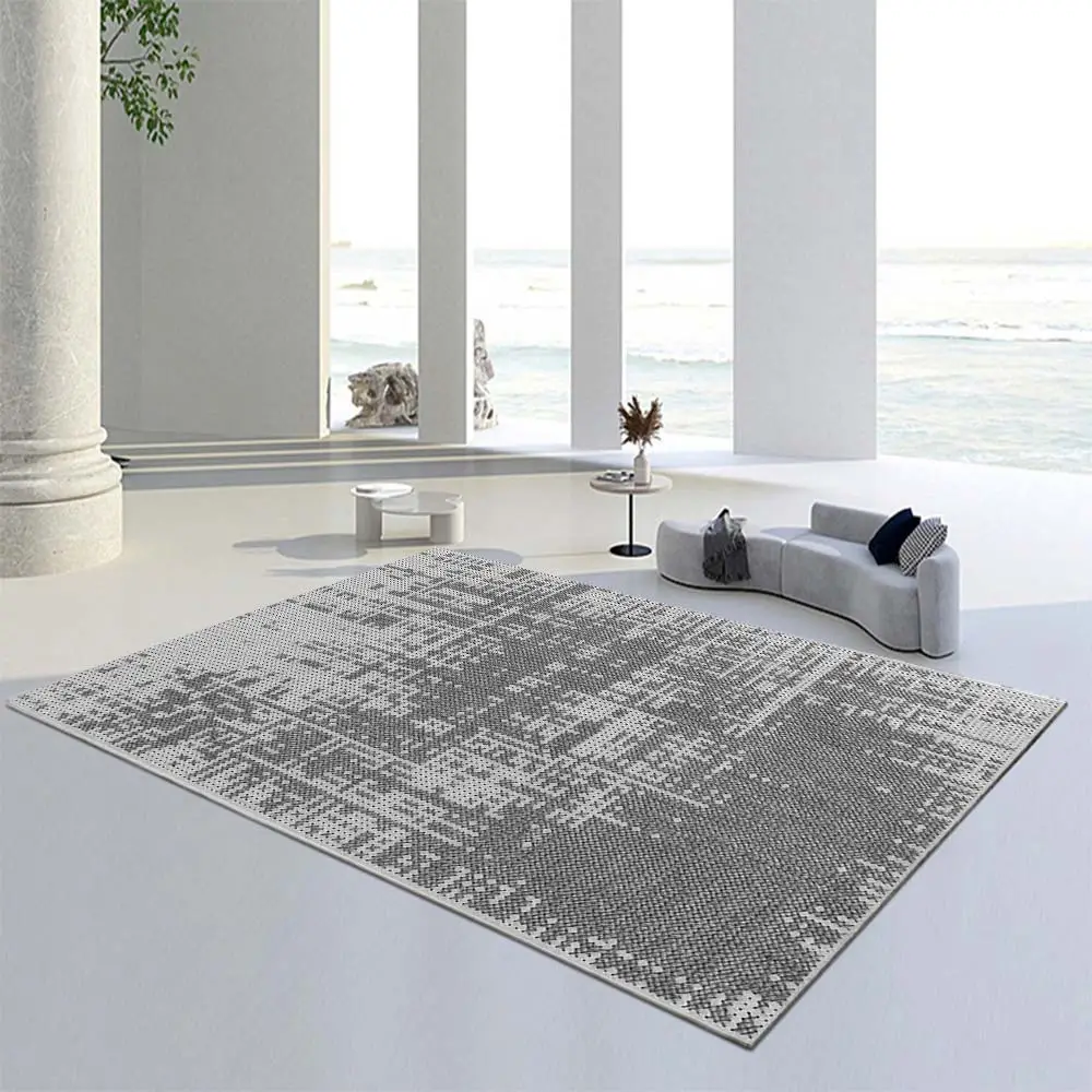 Pure Gray Abstract Woolen Coffee Table Mat - Image 11