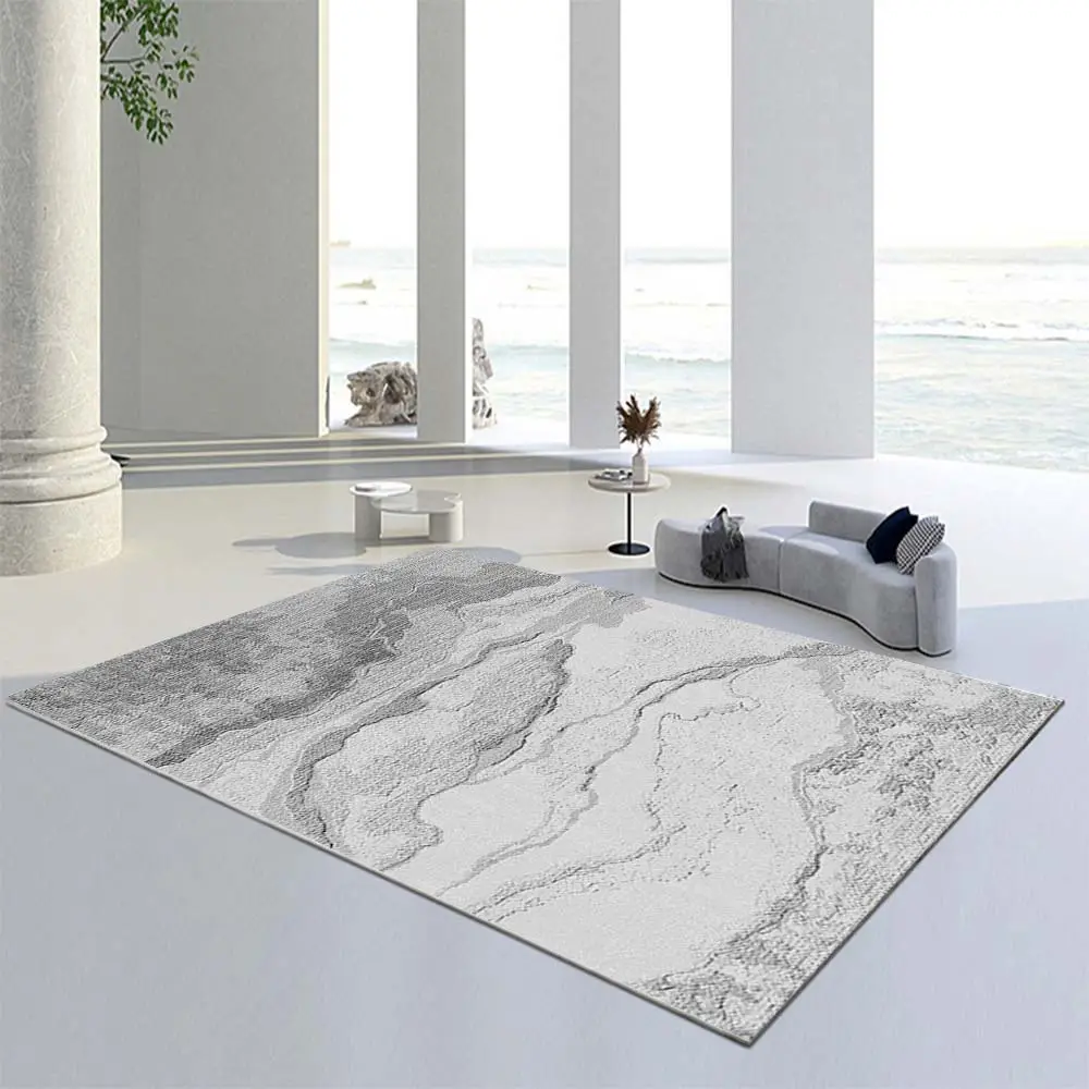 Pure Gray Abstract Woolen Coffee Table Mat - Image 15