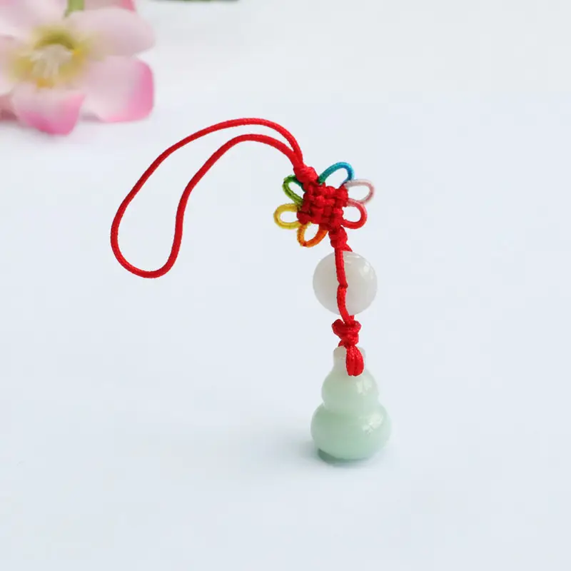 Guan Yu Natural Burmese Jade Pendant Gourd Keychain — feature 4