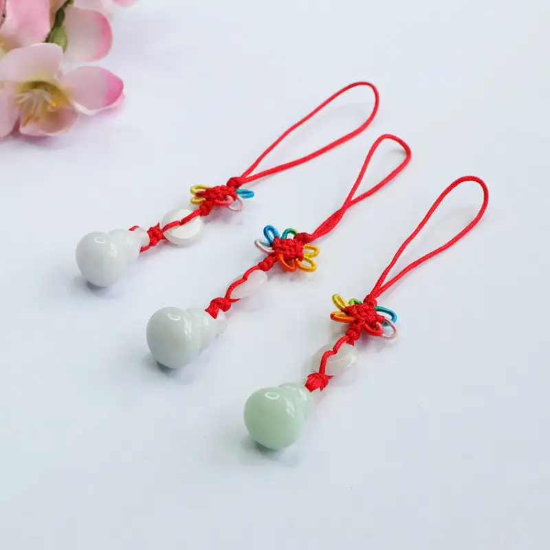 Guan Yu Natural Burmese Jade Pendant Gourd Keychain — feature 10