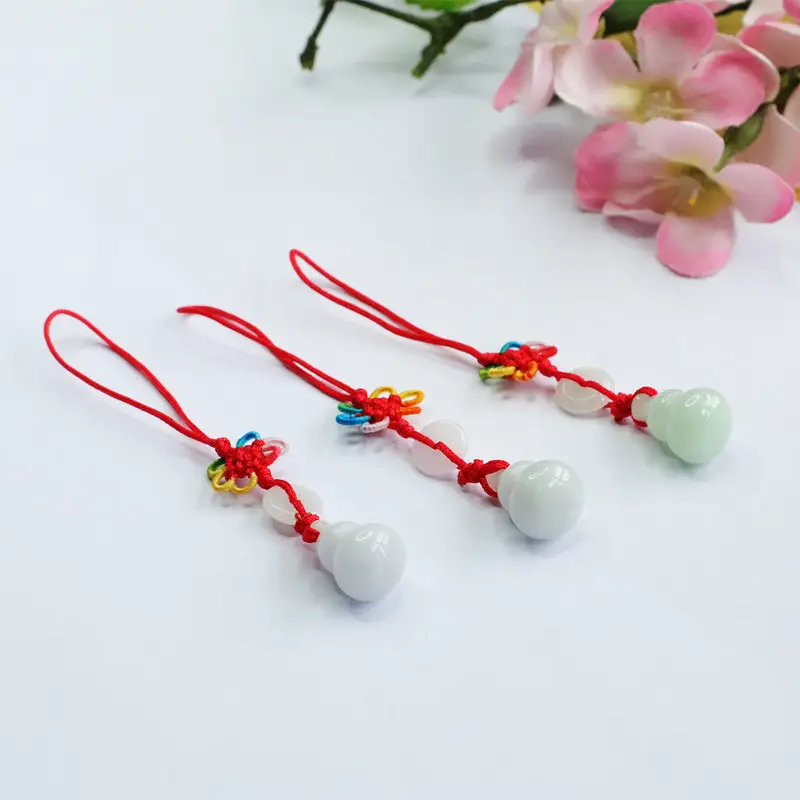 Guan Yu Natural Burmese Jade Pendant Gourd Keychain — feature 11