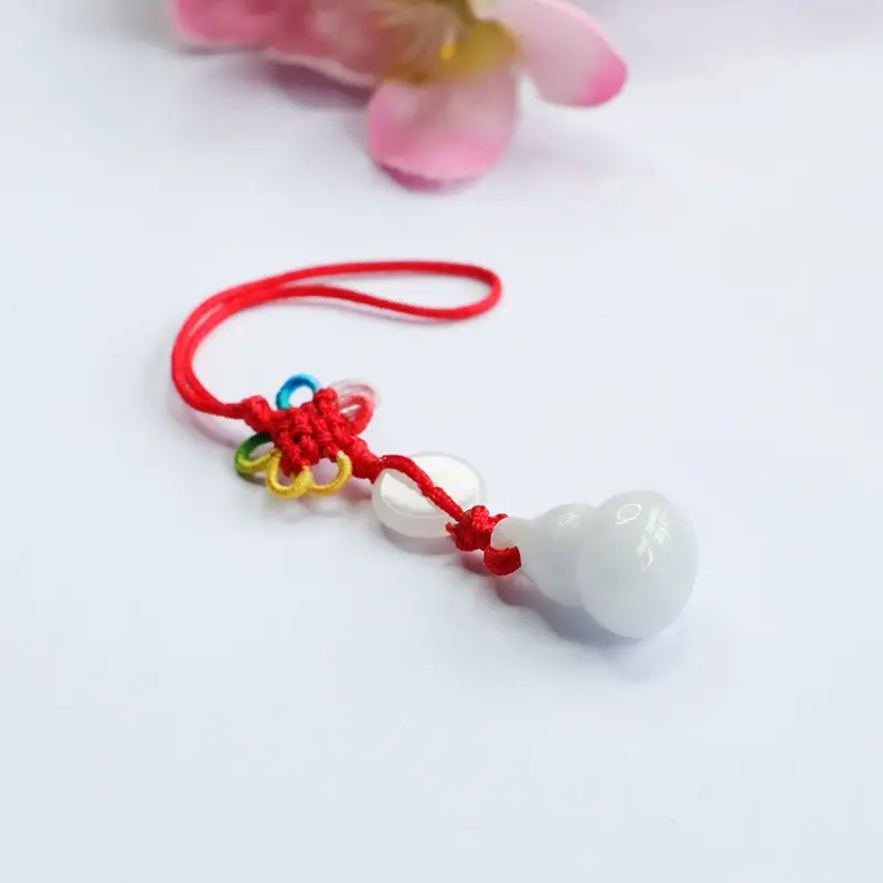 Guan Yu Natural Burmese Jade Pendant Gourd Keychain — feature 7