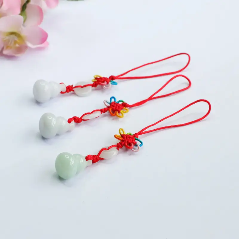 Guan Yu Natural Burmese Jade Pendant Gourd Keychain — feature 9
