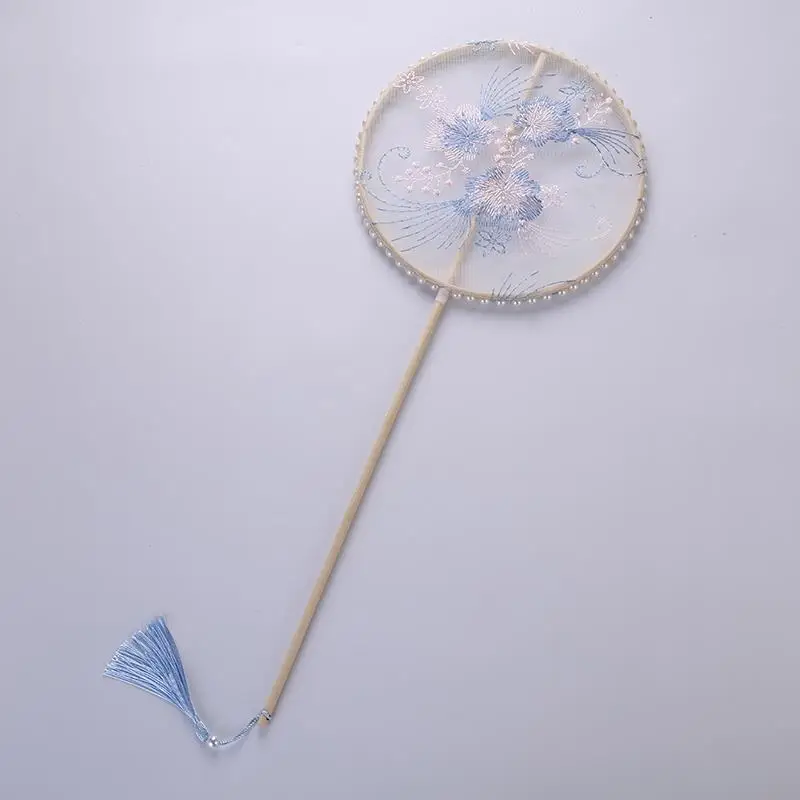 Antique Tassel Fan Long Handle Hanfu Costume Accessories - Image 7