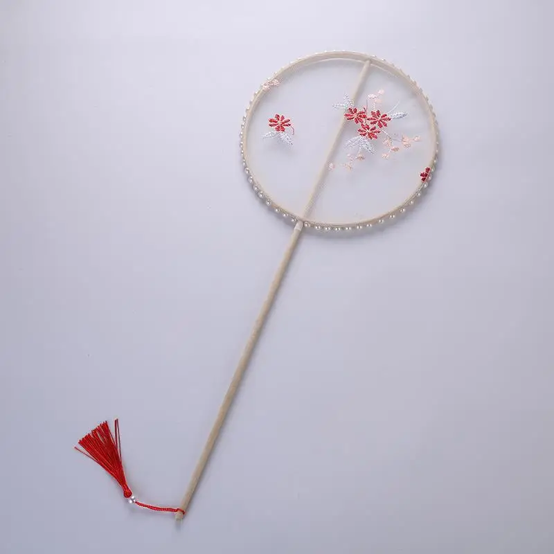 Antique Tassel Fan Long Handle Hanfu Costume Accessories - Image 8