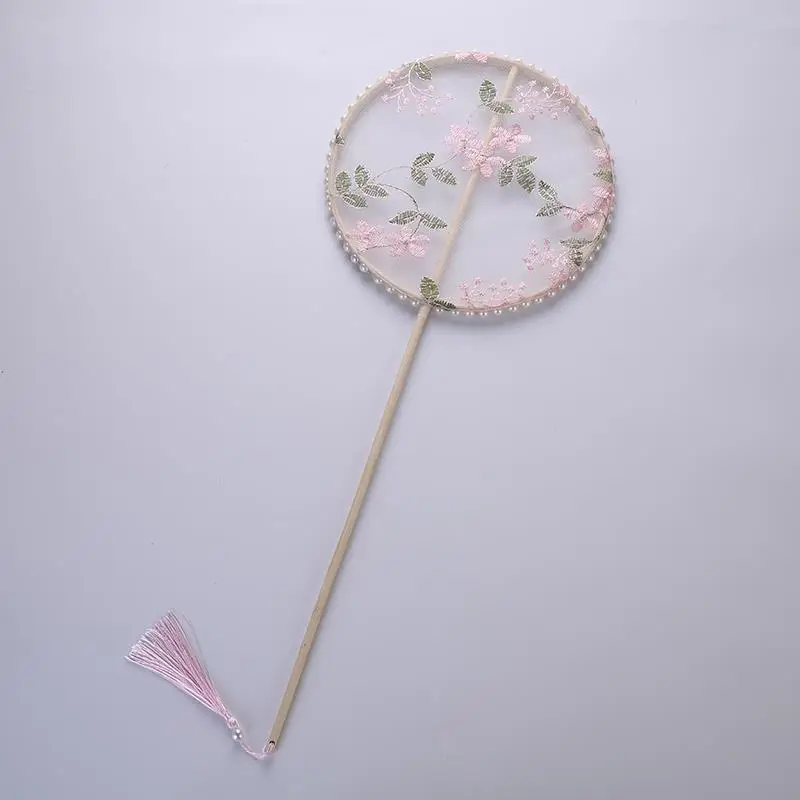 Antique Tassel Fan Long Handle Hanfu Costume Accessories - Image 9