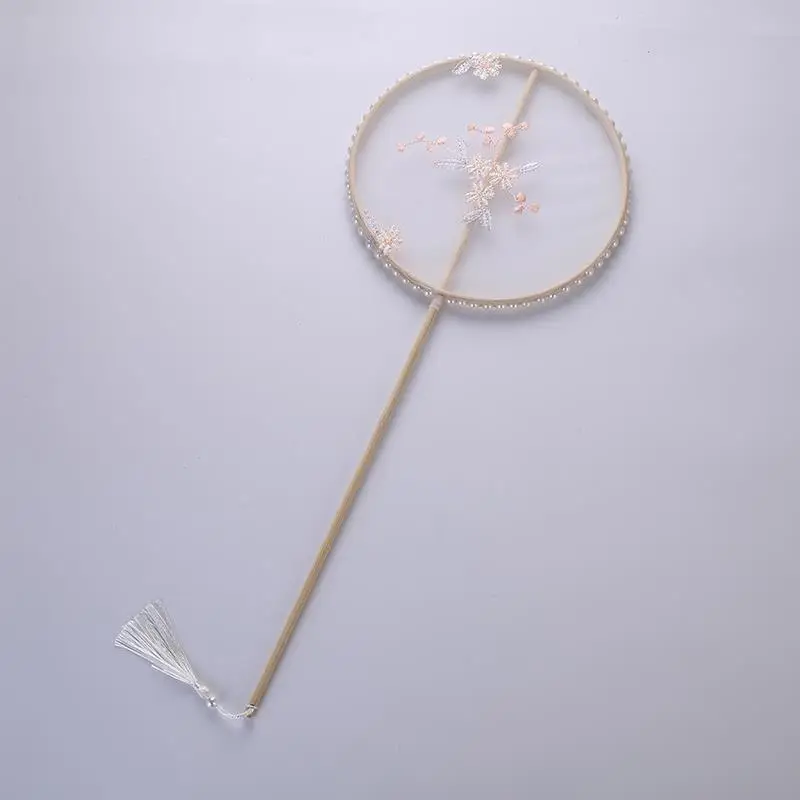 Antique Tassel Fan Long Handle Hanfu Costume Accessories - Image 4