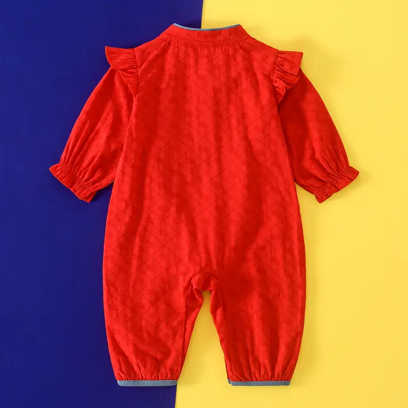 Red Long-Sleeved Women's Jumpsuit with Drawstring - Image 3