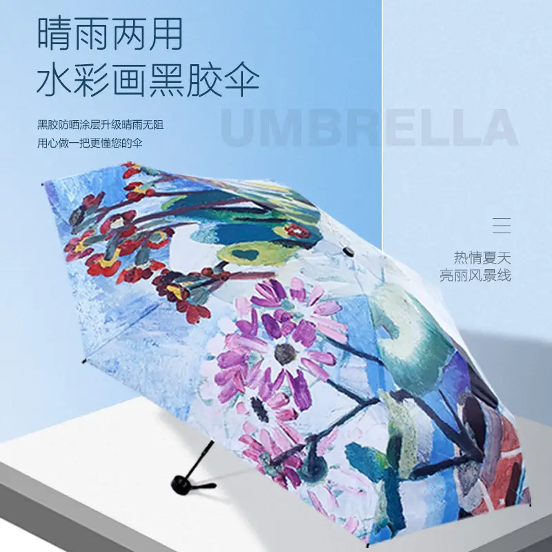Rainproof Floral Umbrella with 50% Off Protection - Image 8