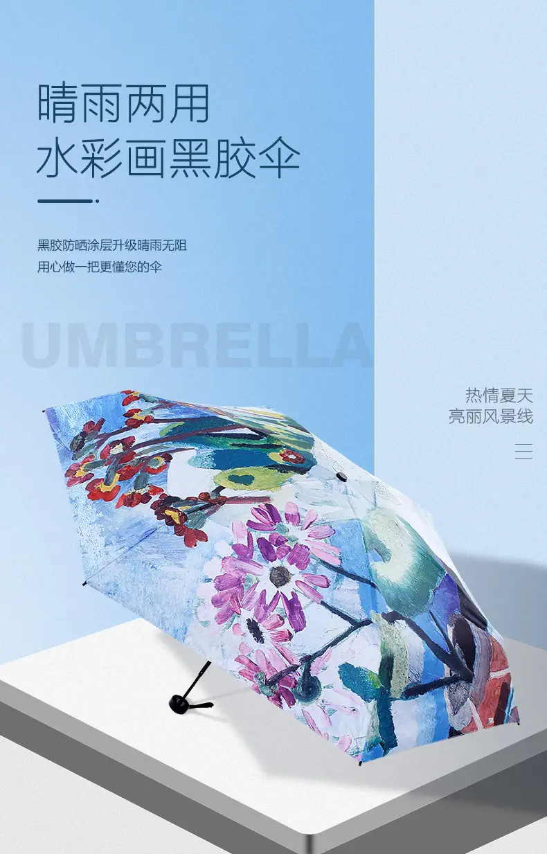 Rainproof Floral Umbrella with 50% Off Protection — feature 1