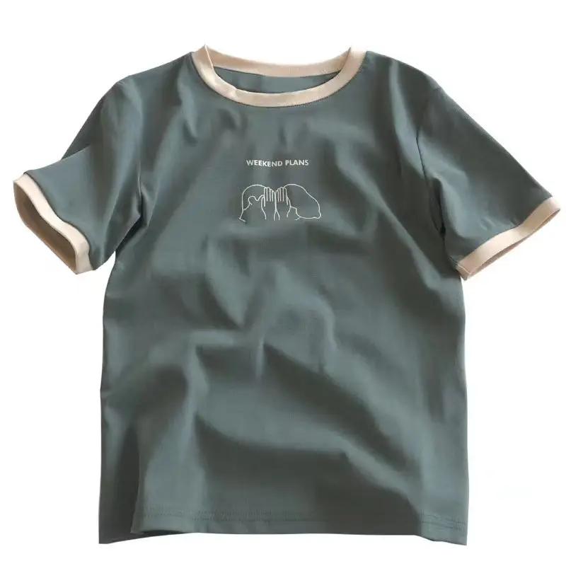 Women Color-Blocked Slim Fit T-Shirt 2025 Summer New Style - Image 2