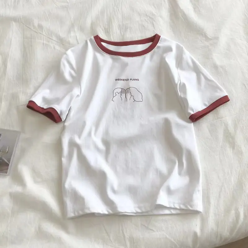 Women Color-Blocked Slim Fit T-Shirt 2025 Summer New Style - Image 4