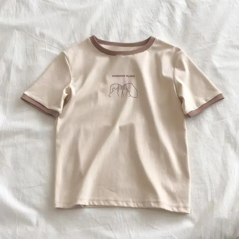 Women Color-Blocked Slim Fit T-Shirt 2025 Summer New Style - Image 5