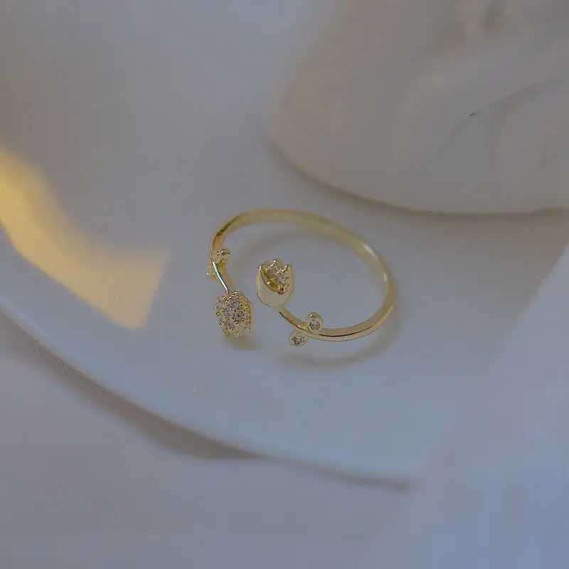 Vintage Twin Flower Ring Rose Flower Design - Image 3