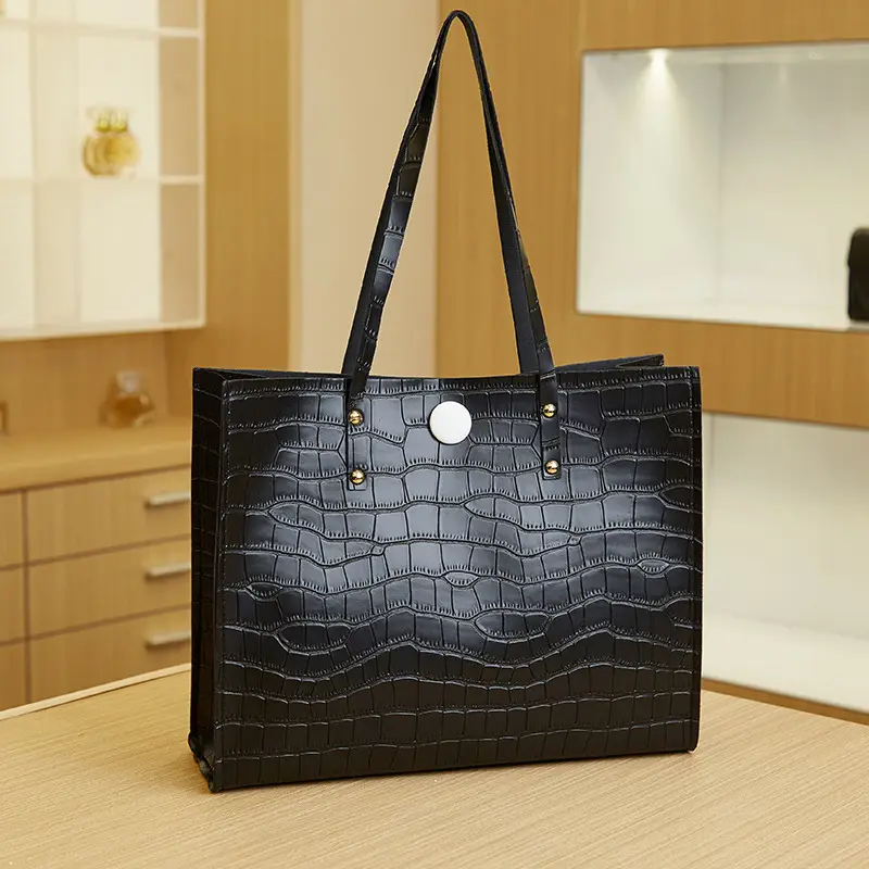 Vintage Croc Pattern Yellow Tote Bag for Women - Image 2