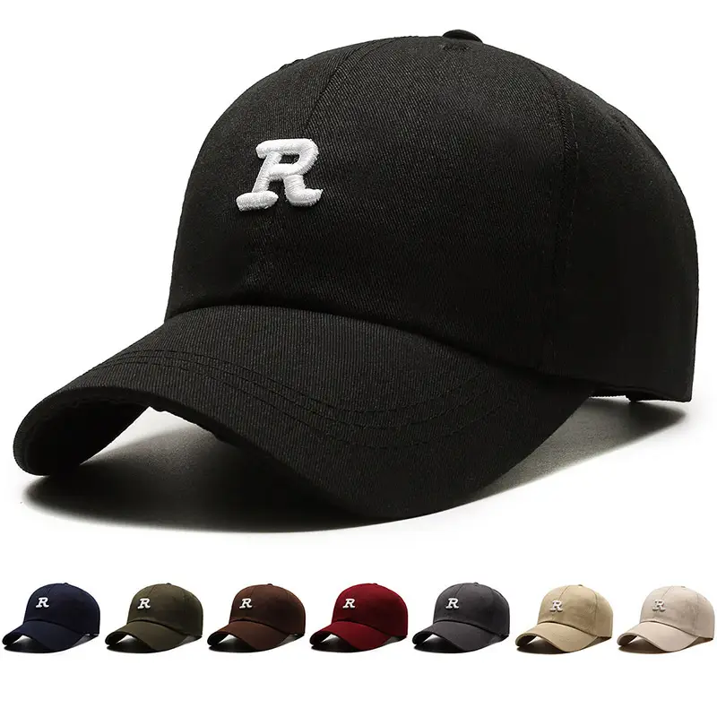 Korean Style R-Letter Embroidered Soft Cap Men Women - Image 12