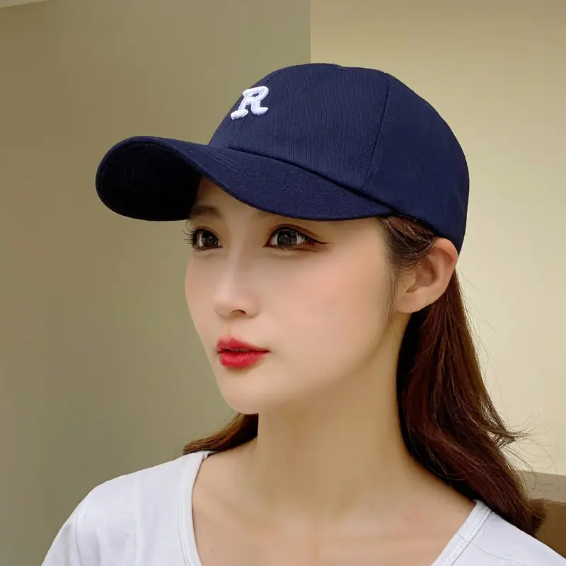 Korean Style R-Letter Embroidered Soft Cap Men Women - Image 2