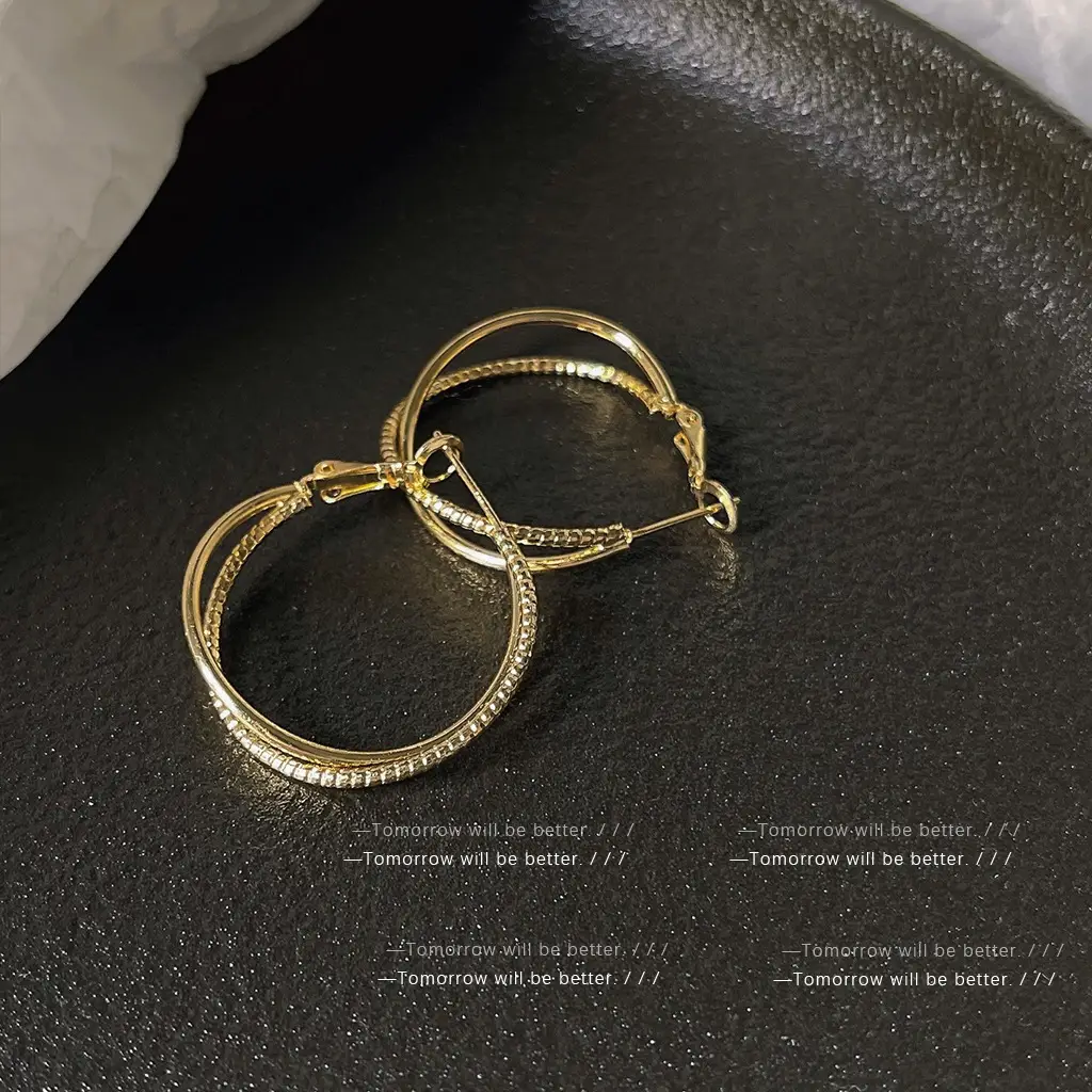Korean Circle Metallic Ear Rings for Women - Image 4