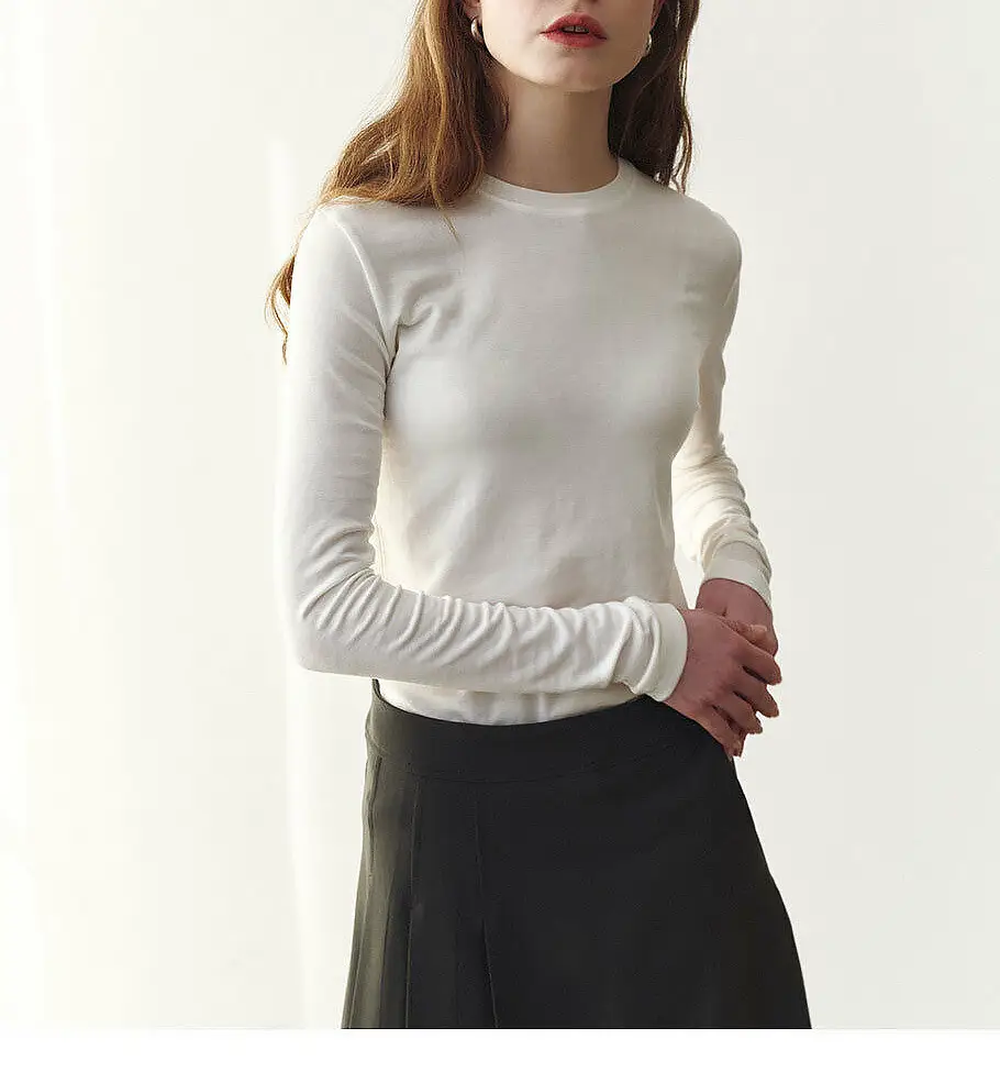 Women's Black Slim Fit Bamboo T-Shirt for Spring Autumn — feature 6