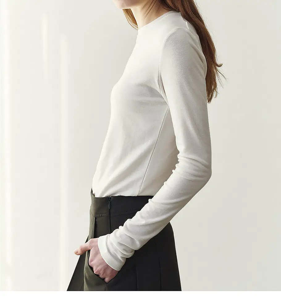 Women's Black Slim Fit Bamboo T-Shirt for Spring Autumn — feature 7