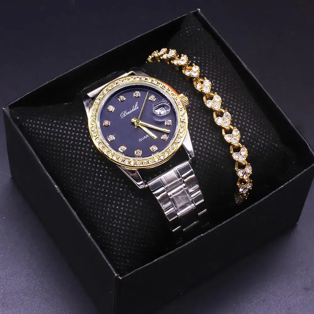 Women's Crystal Watch with Gold Plated Band - Image 5