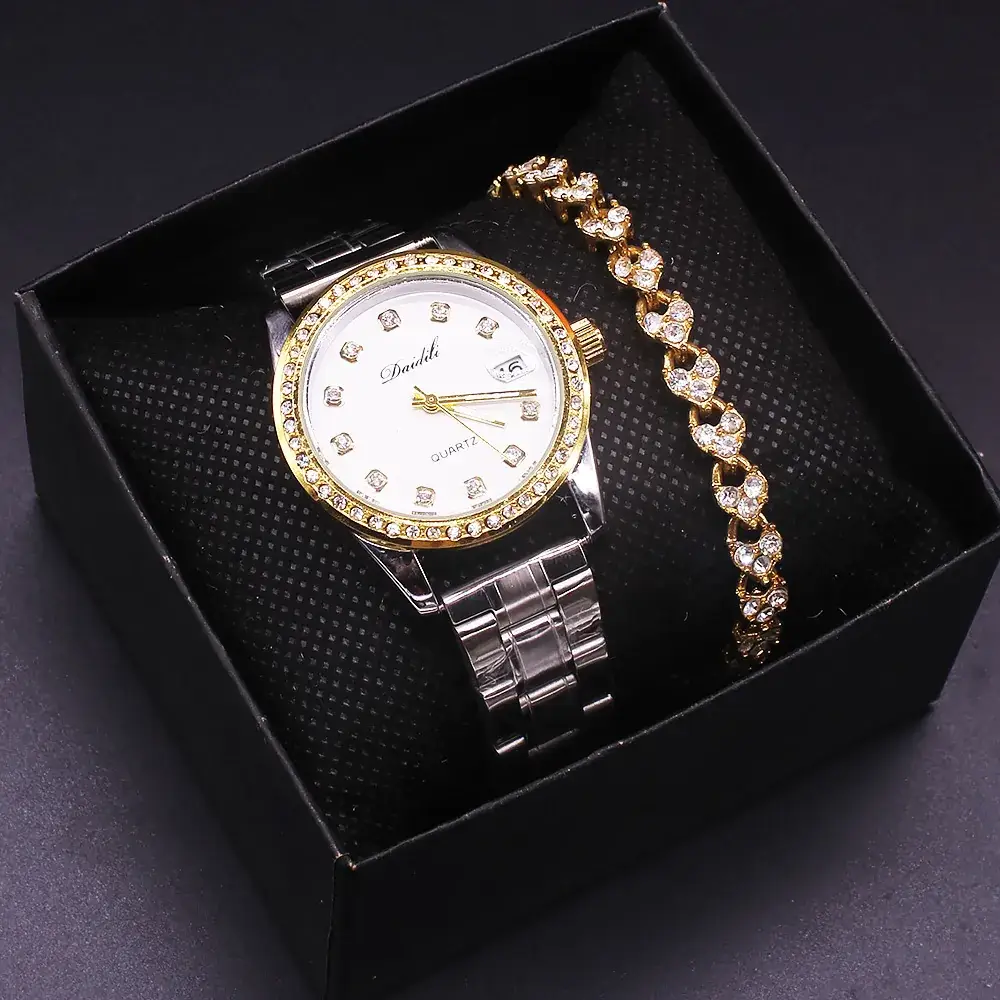 Women's Crystal Watch with Gold Plated Band - Image 7