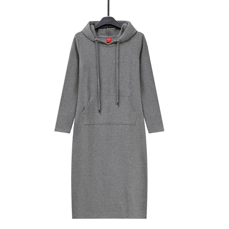 Women Cotton Knee Length Sweat Dress Large Black — feature 3