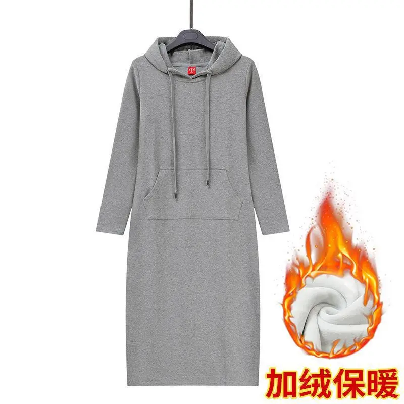 Women Cotton Knee Length Sweat Dress Large Black — feature 4