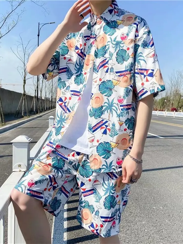 Men Summer Beach Suit Sanya Style Two Piece - Image 6