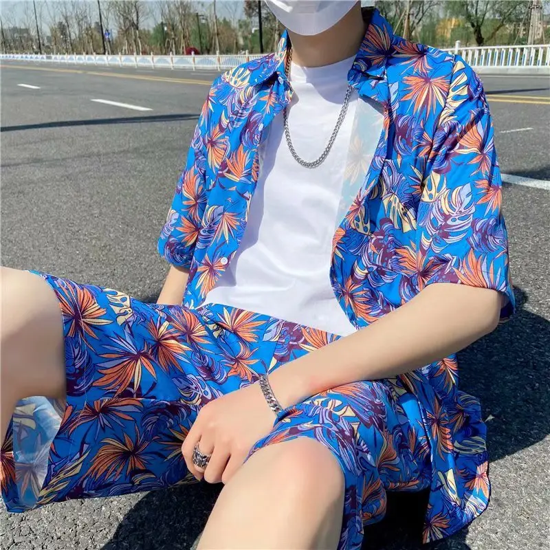 Men Summer Beach Suit Sanya Style Two Piece - Image 3